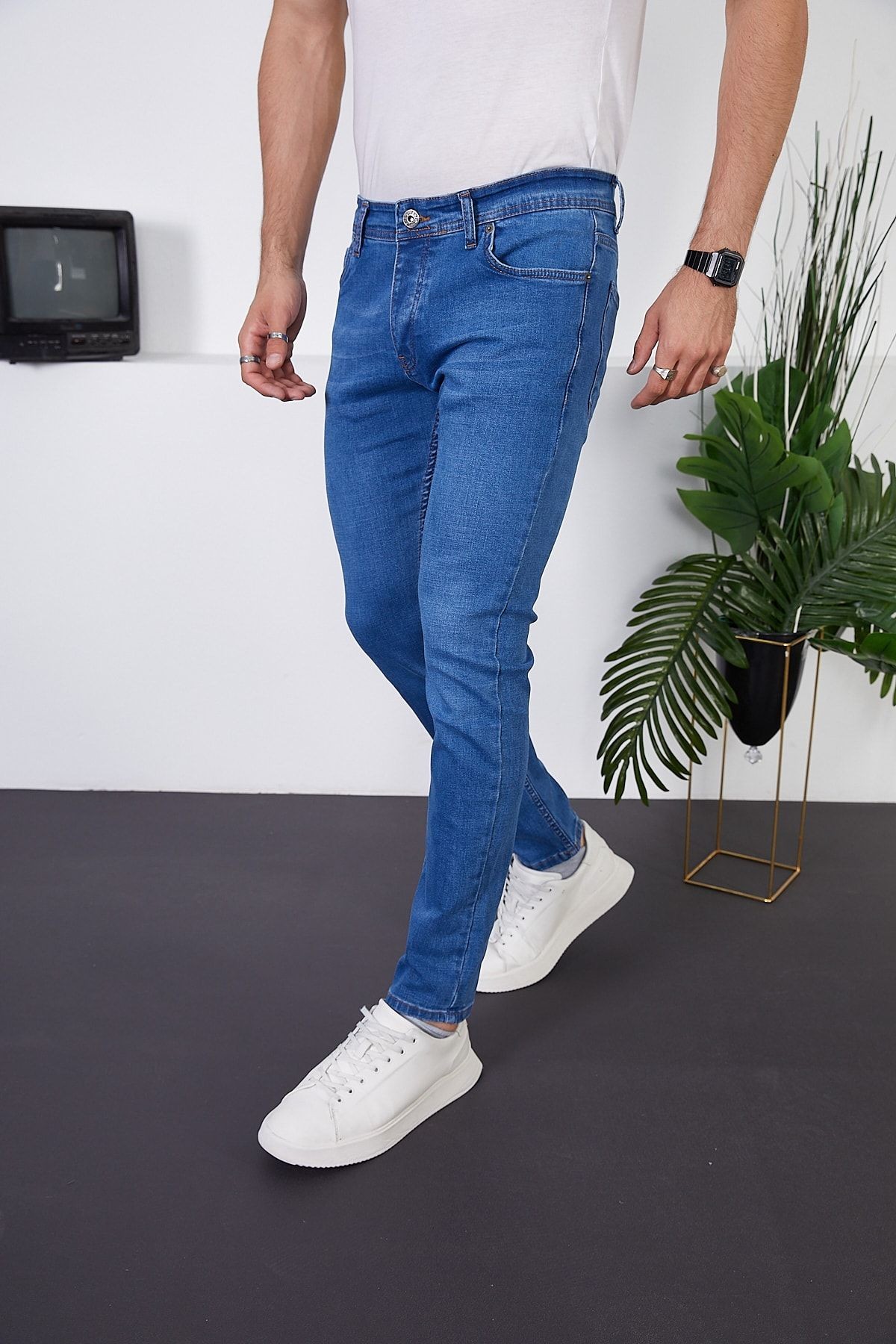 Erkek Likralı Slim Fit Kot/jeans Pantolon