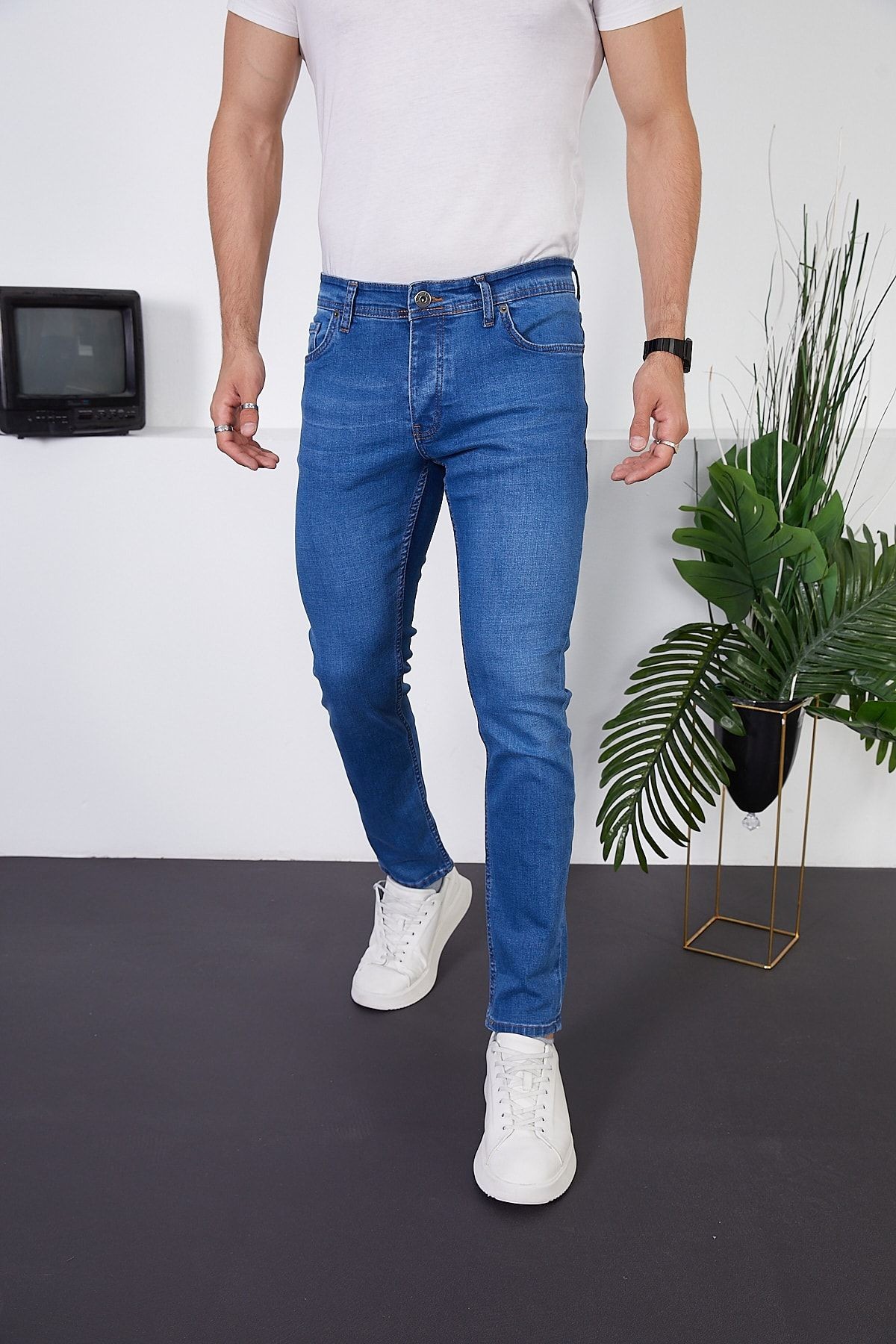 Erkek Likralı Slim Fit Kot/jeans Pantolon