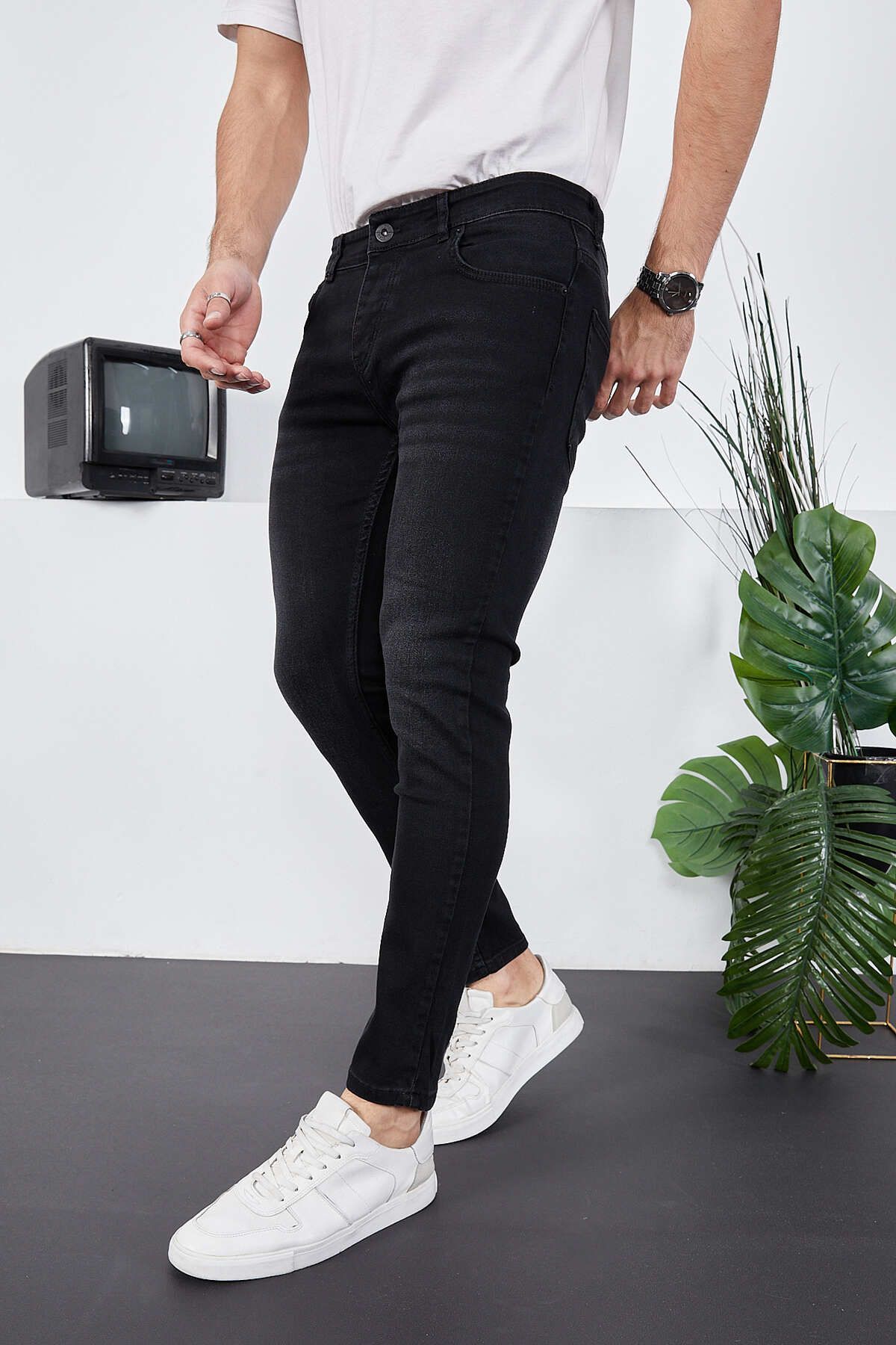 Erkek Likralı Denim Skinny Fit Süper Dar Jeans