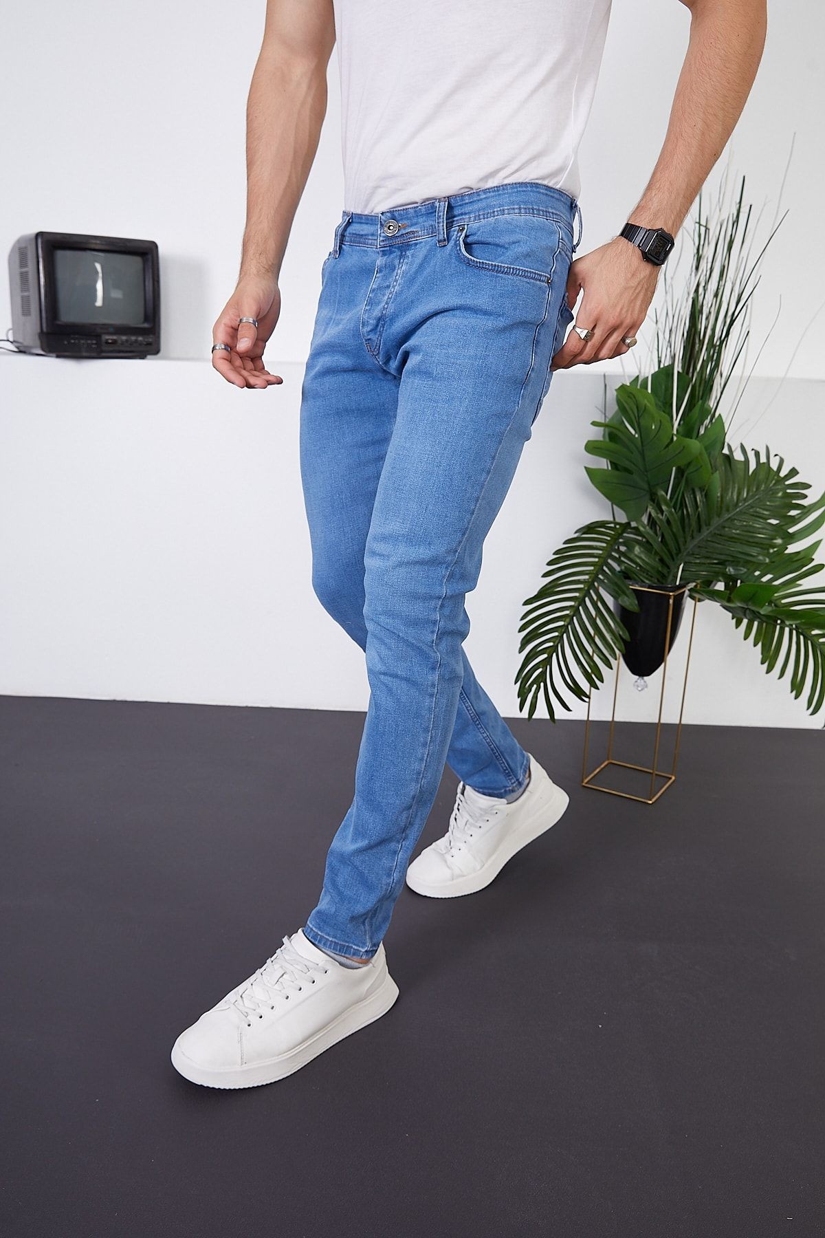 Erkek Likralı Slim Fit Kot/jeans Pantolon