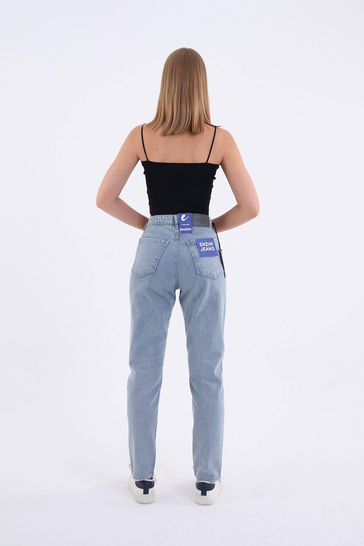 Kadın %100 Pamuk Mom Jeans