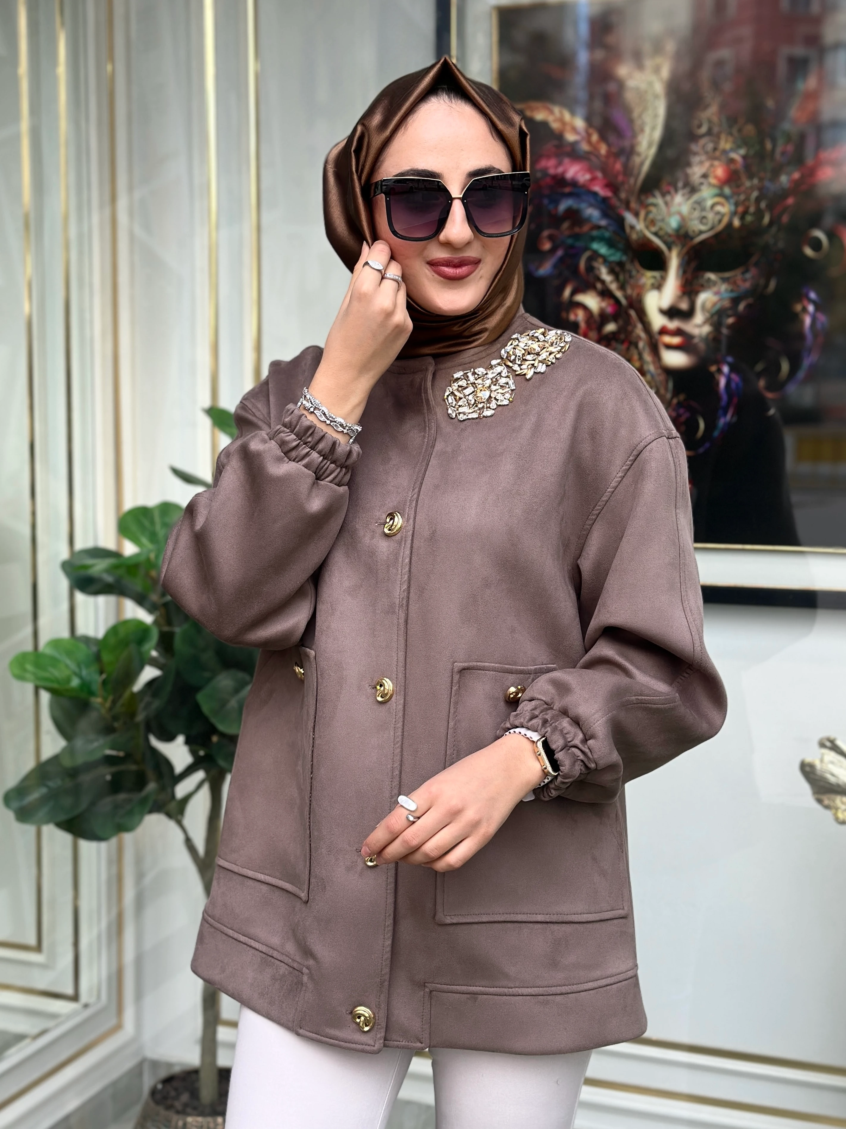 MİSSEMRAMİS 4910 TAŞ DETAY SÜET KAP