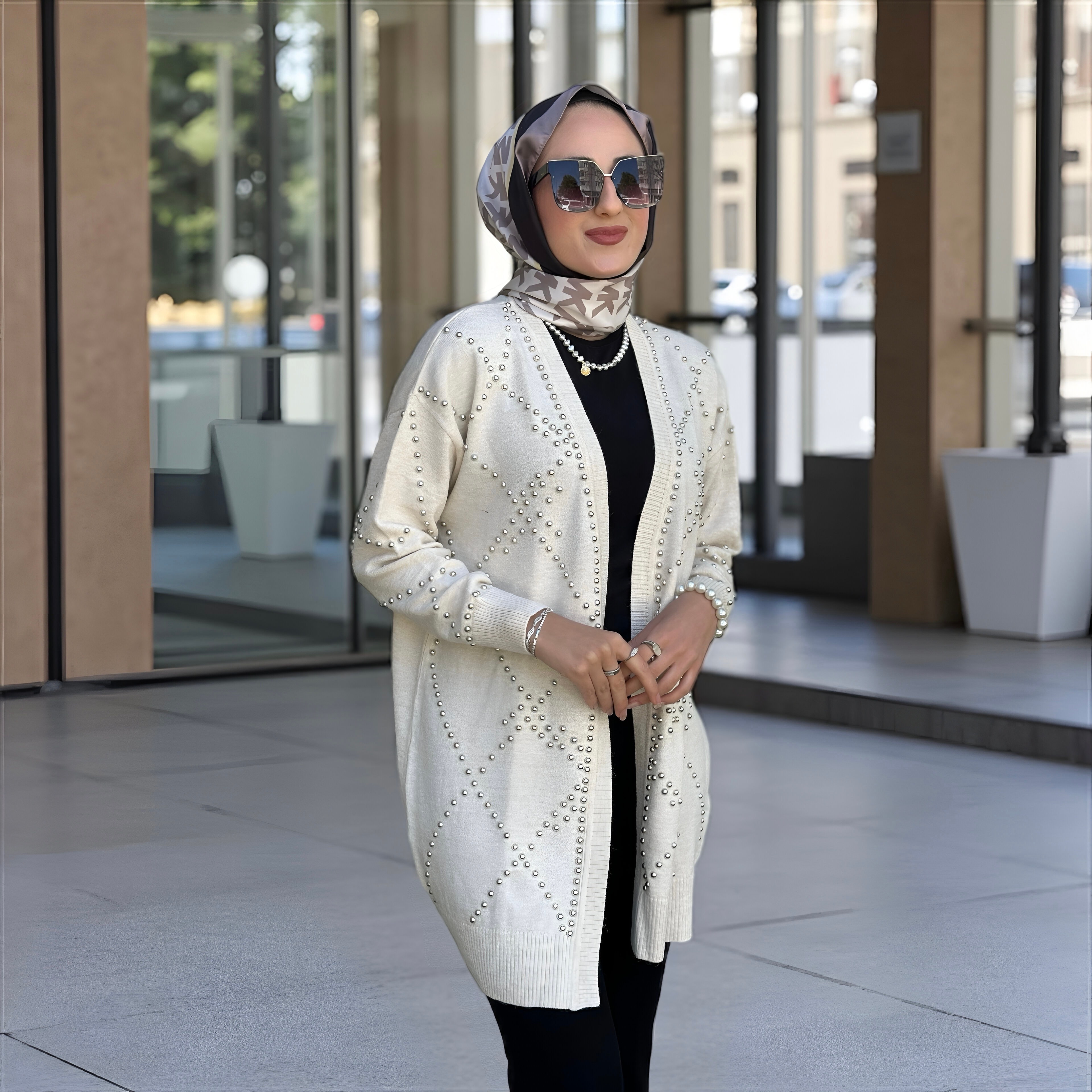 MY312 6106 İNCİ DETAYLI HIRKA