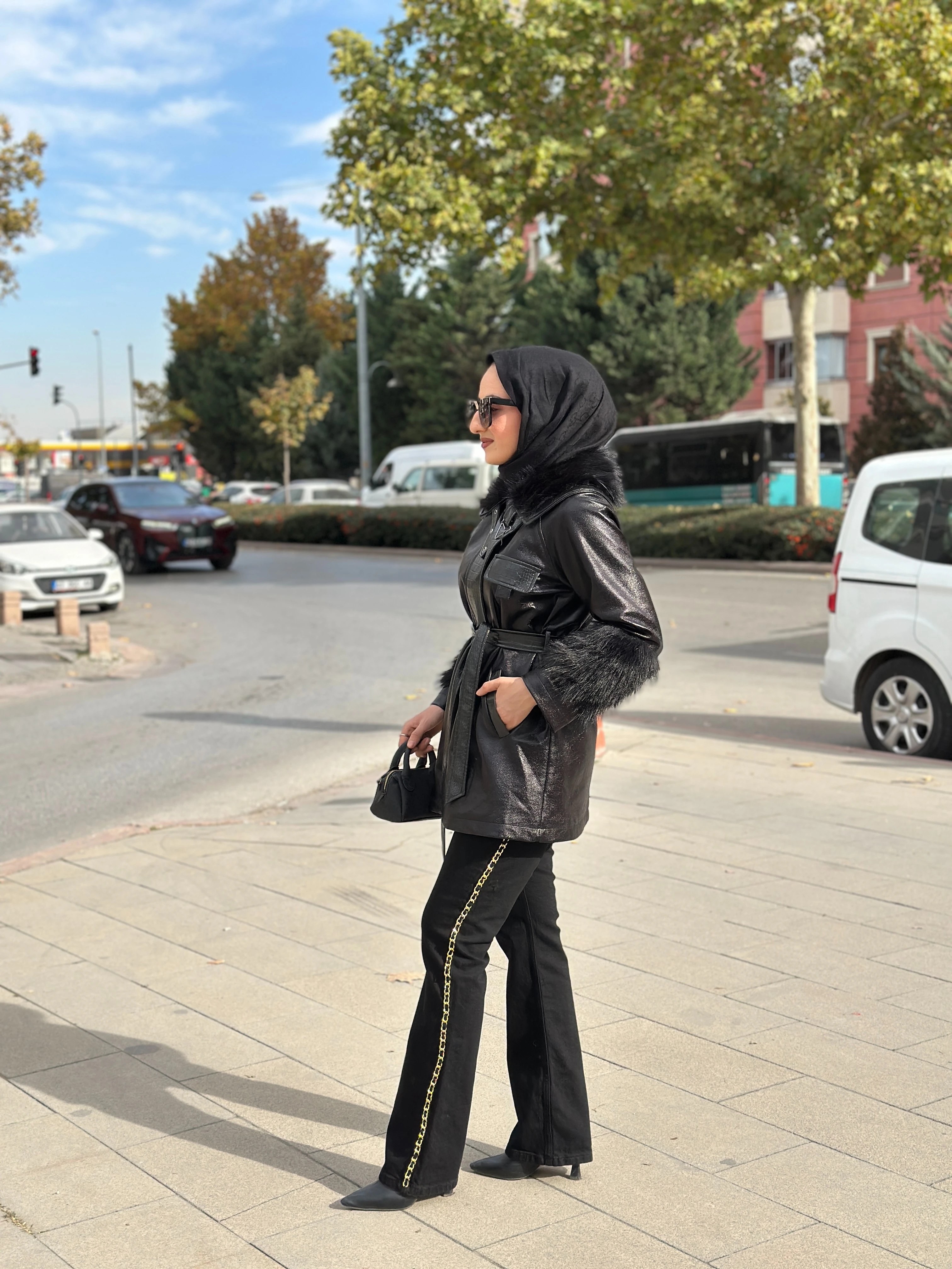 MY312 7937 KÜRKLÜ DERİ KABAN