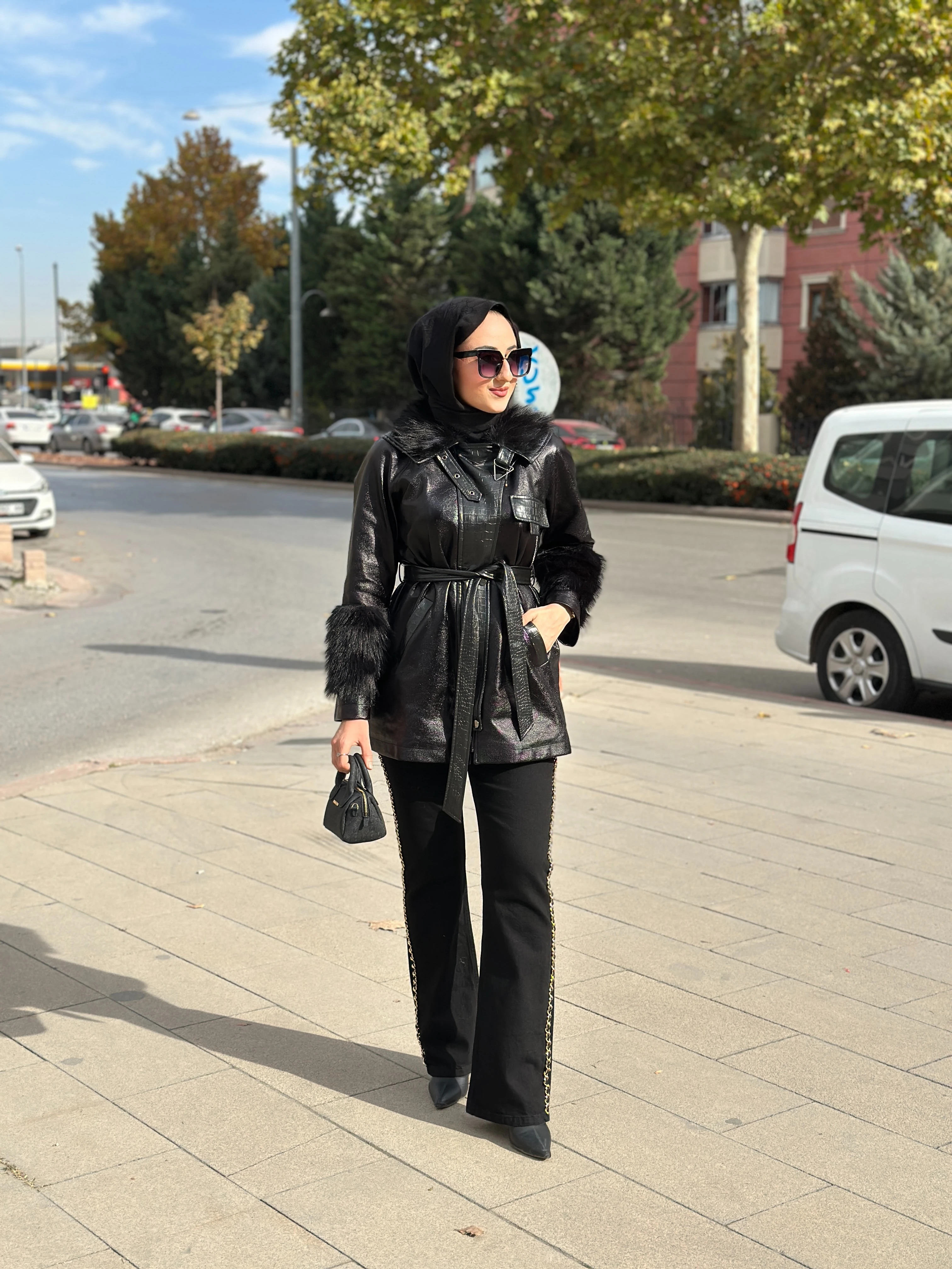 MY312 7937 KÜRKLÜ DERİ KABAN