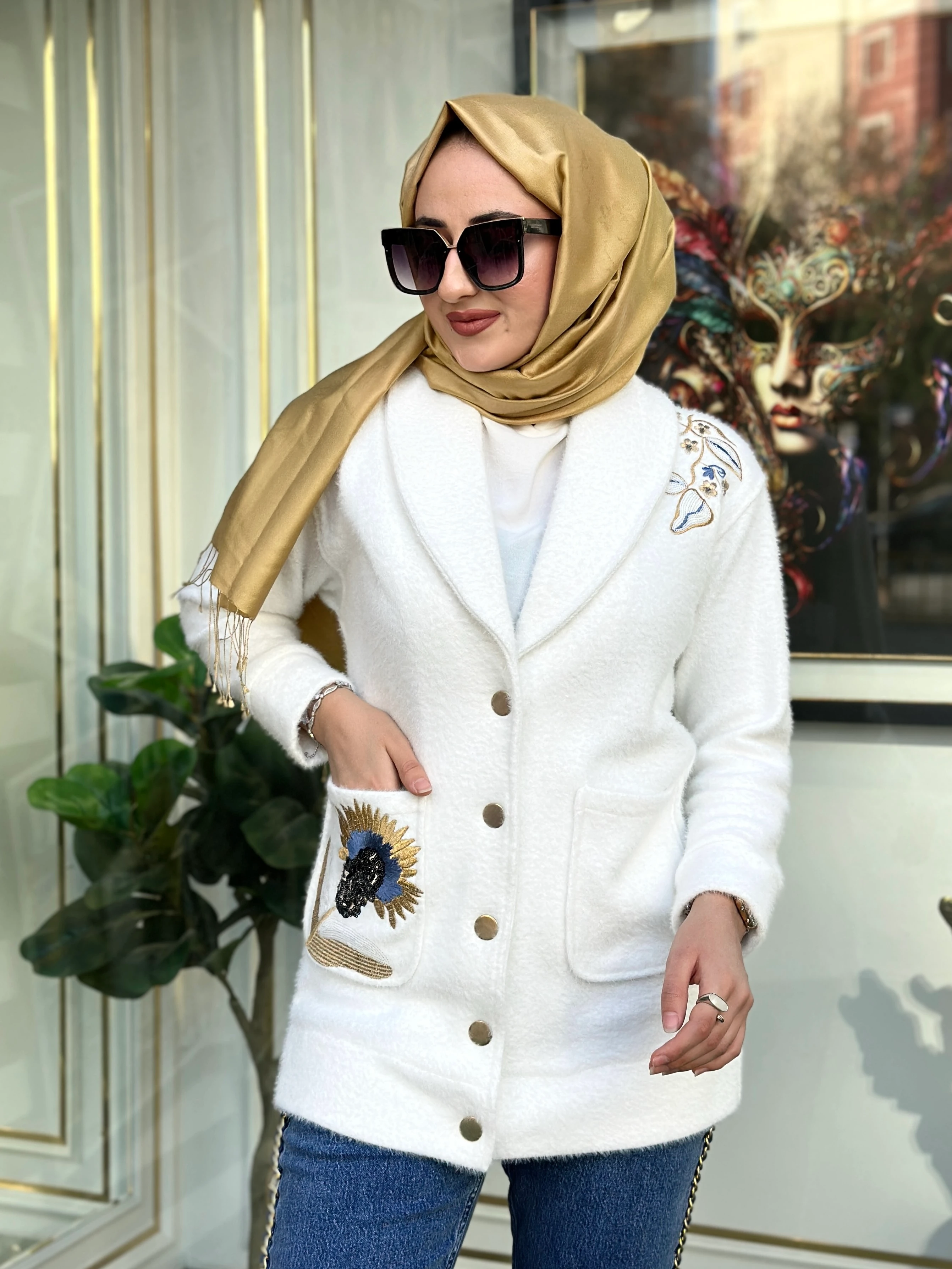 MİSSEMRAMİS 4882 ALORA NAKIŞLI ANGORA CEKET