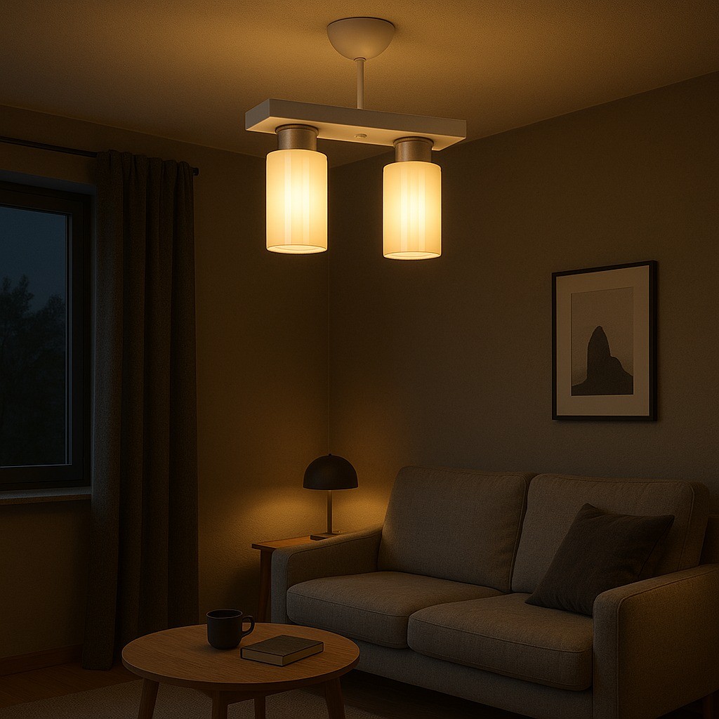 LEDMOTİONS İKİLİ MODERN SPOR MODEL DİKDÖRTGEN  TEPSİ BEYAZ AVİZE 