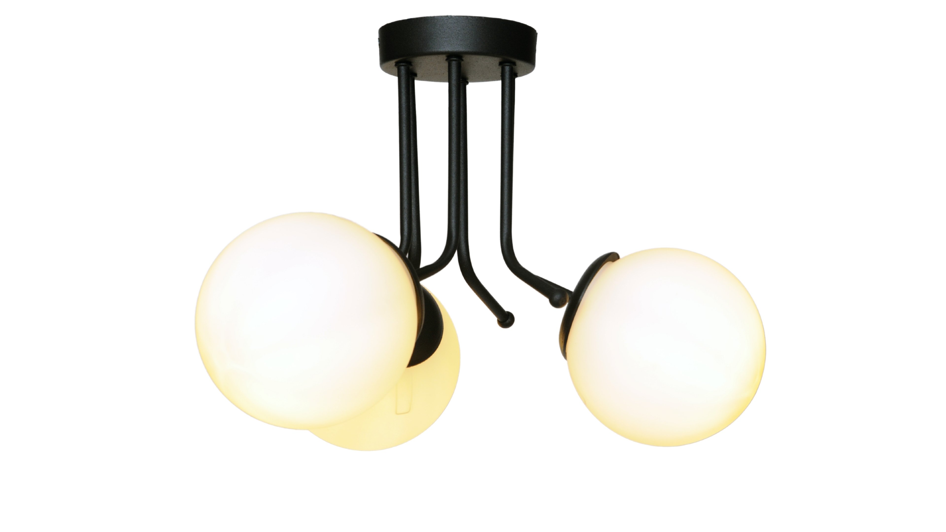 LEDMOTİONS LÜKS TASARIM MODERN SPOR TREND MODEL GLOP CAMLI SİYAH ÜÇLÜ AVİZE  