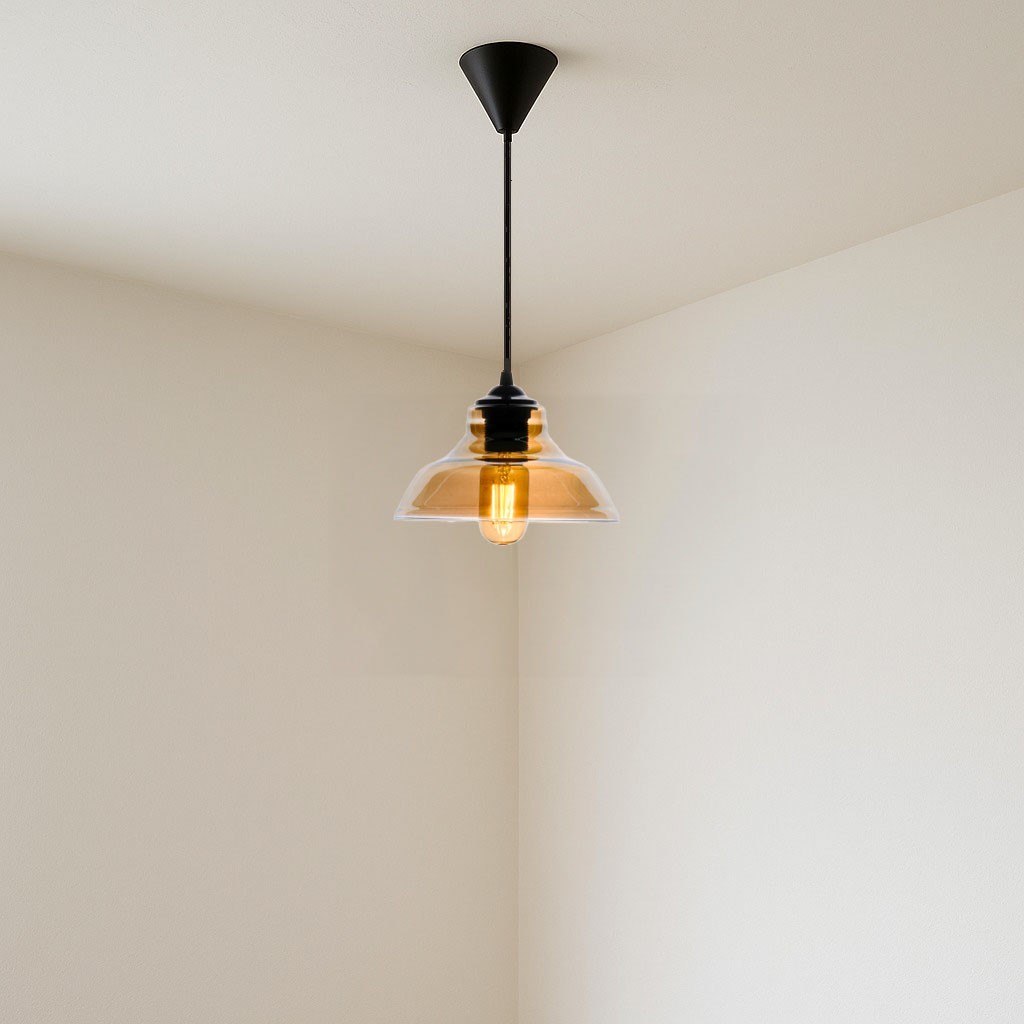 LEDMOTİONS SPECİAL MODEL TEKLİ YUVARLAK SİYAH MODERN BAL CAMLI SARKIT AVİZE