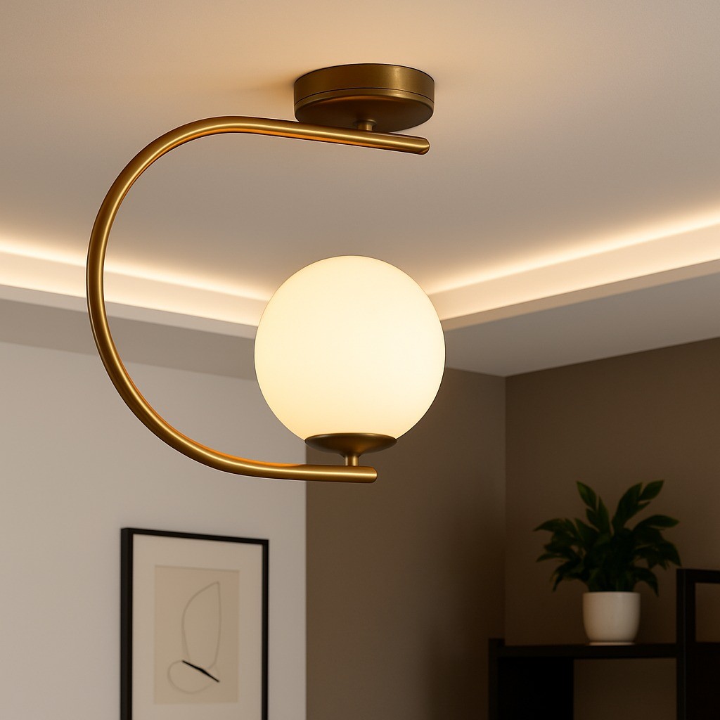 LEDMOTİONS ALİN MODEL MODERN METAL TEKLİ PLAFONYER GOLD AVİZE