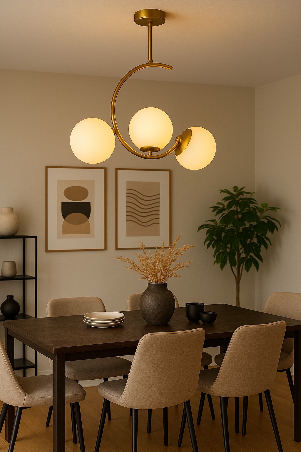 LEDMOTİONS HİLAL C MODEL MODERN SPOR GLOP BEYAZ CAMLI GOLD 3'LÜ PLAFONYER AVİZE 