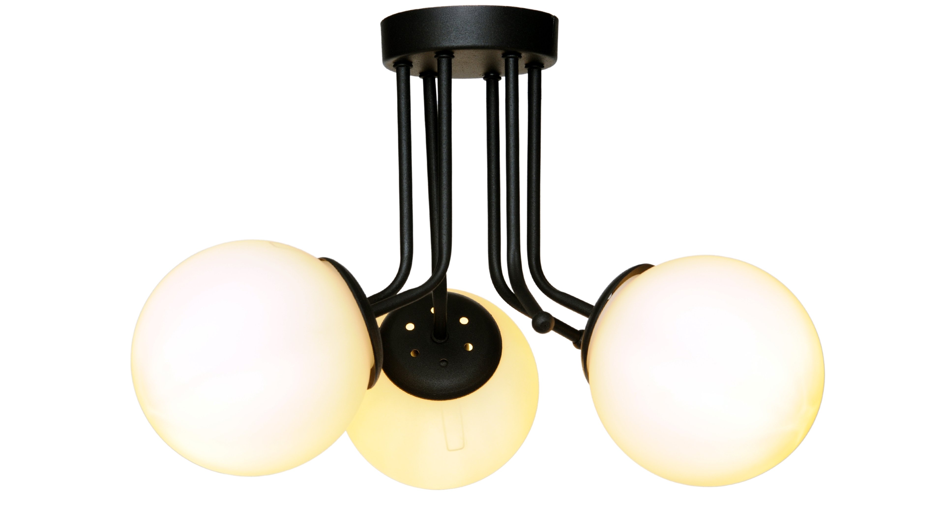LEDMOTİONS LÜKS TASARIM MODERN SPOR TREND MODEL GLOP CAMLI SİYAH ÜÇLÜ AVİZE  