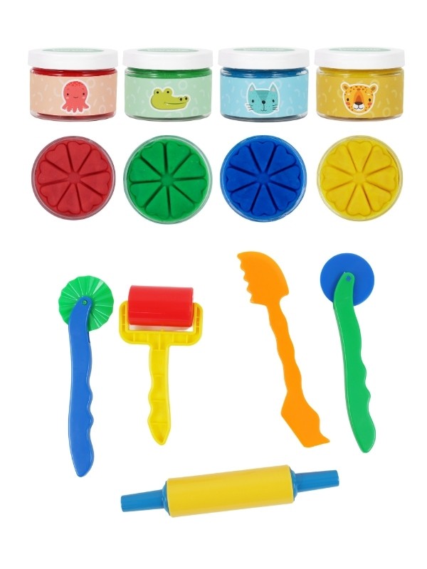 5 Parça Şekillendirici Seti 4x150gr Bonimo Play Dough Doğal Oyun Hamuru