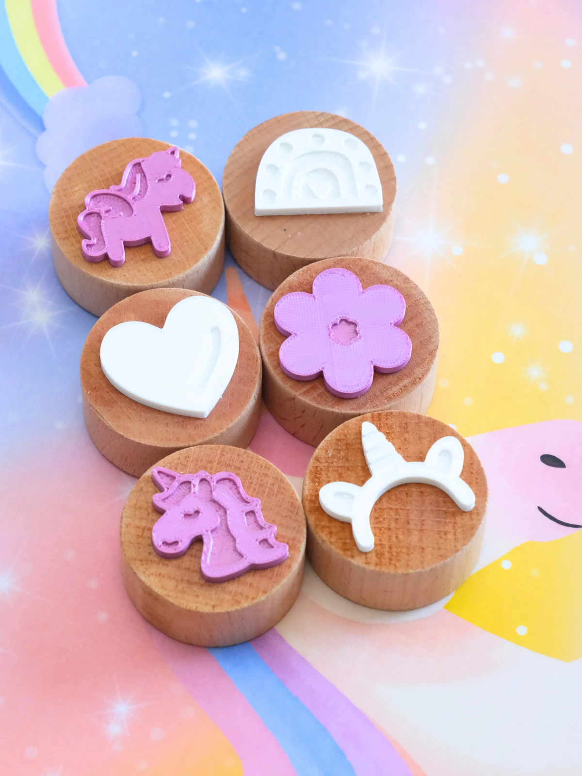 Ahşap Damga Set – 6 Parça Bonimo Play Dough Doğal Oyun Hamuru - unicorn damga