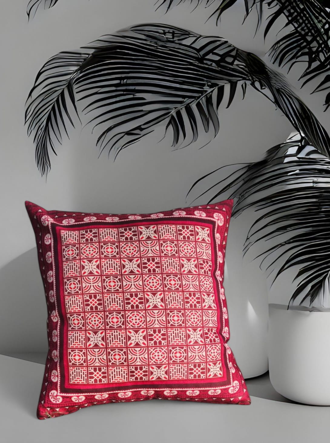 BASKILI KIRLENT KILIFI - BORDO MOZAİK 