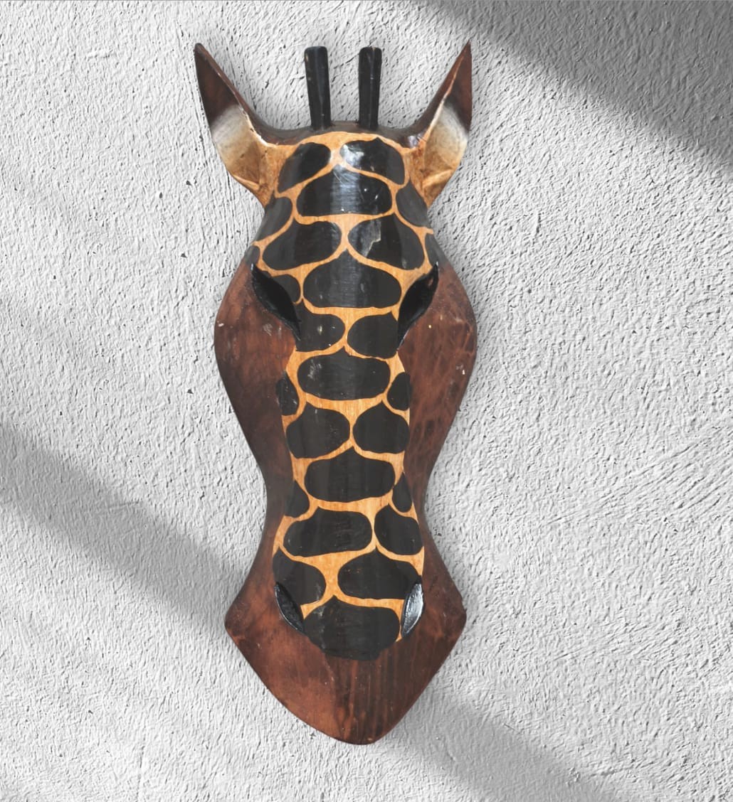 AHŞAP ZEBRA KAFASI MASKE , DUVAR OBJESİ - 30 CM  - KOD-7