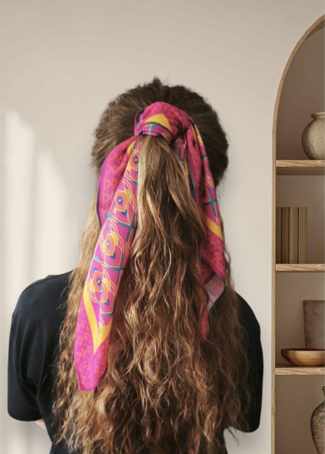 FULAR - PEMBE MOZAİK - 52X52 CM