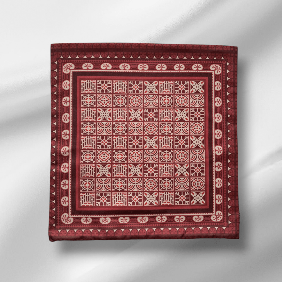 BASKILI KIRLENT KILIFI - BORDO MOZAİK 