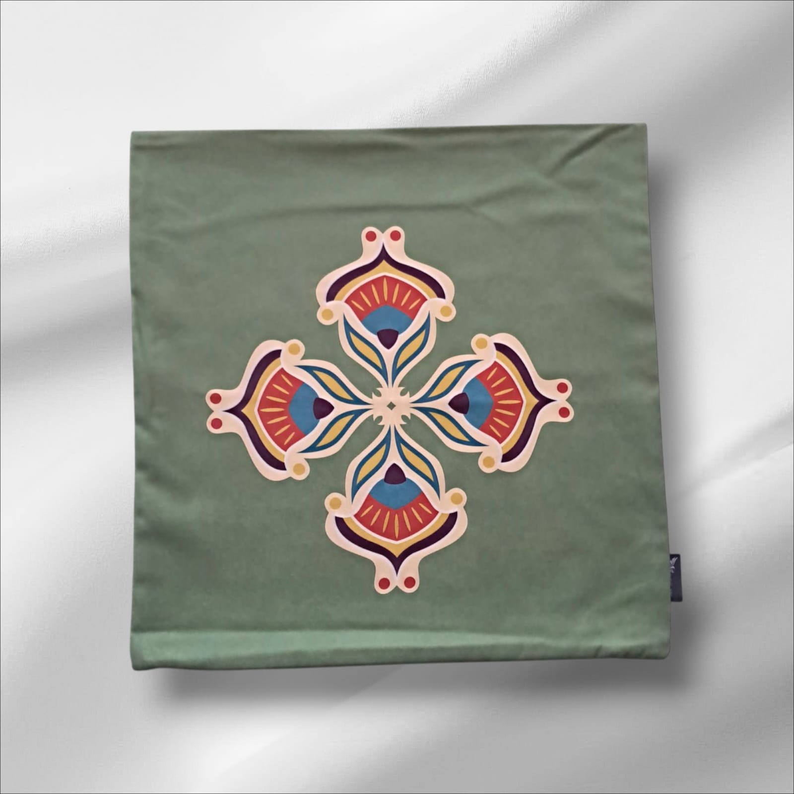 BASKILI KIRLENT KILIFI -  YEŞİL HARMONİ