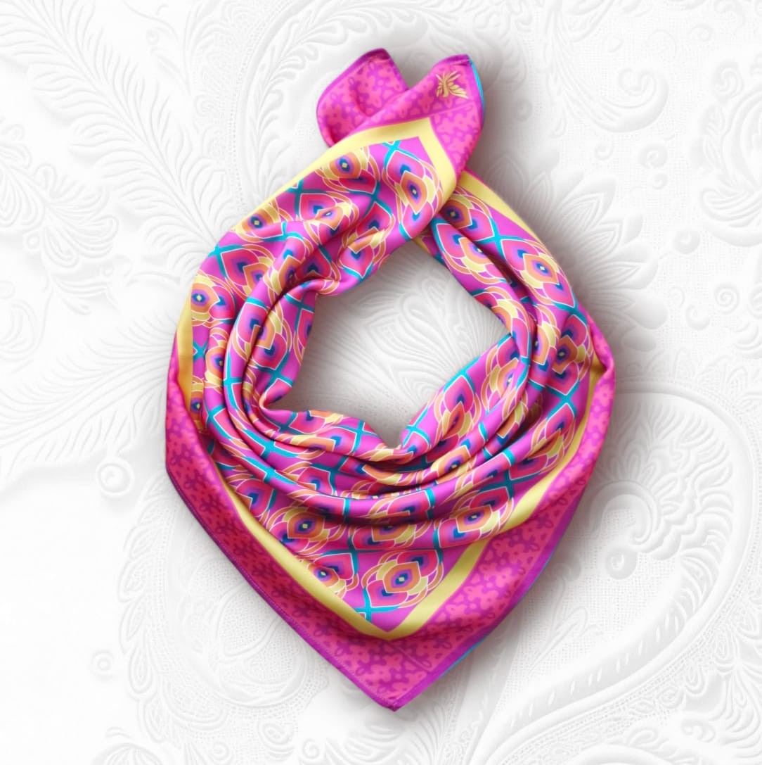 FULAR - PEMBE MOZAİK - 52X52 CM