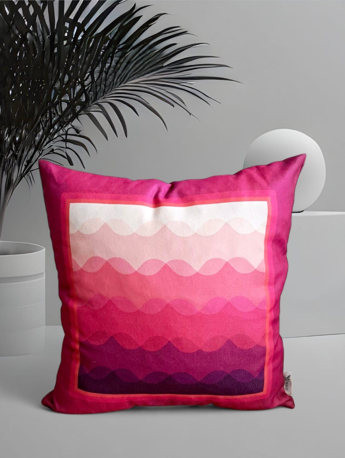 BASKILI KIRLENT KILIFI  - PEMBE DALGALAR 