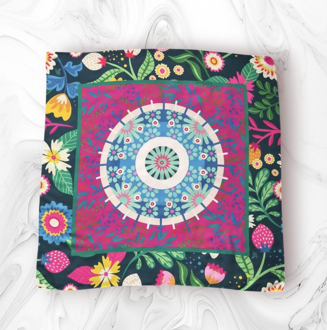 FULAR - FLORAL MANDALA - 65X65 CM 