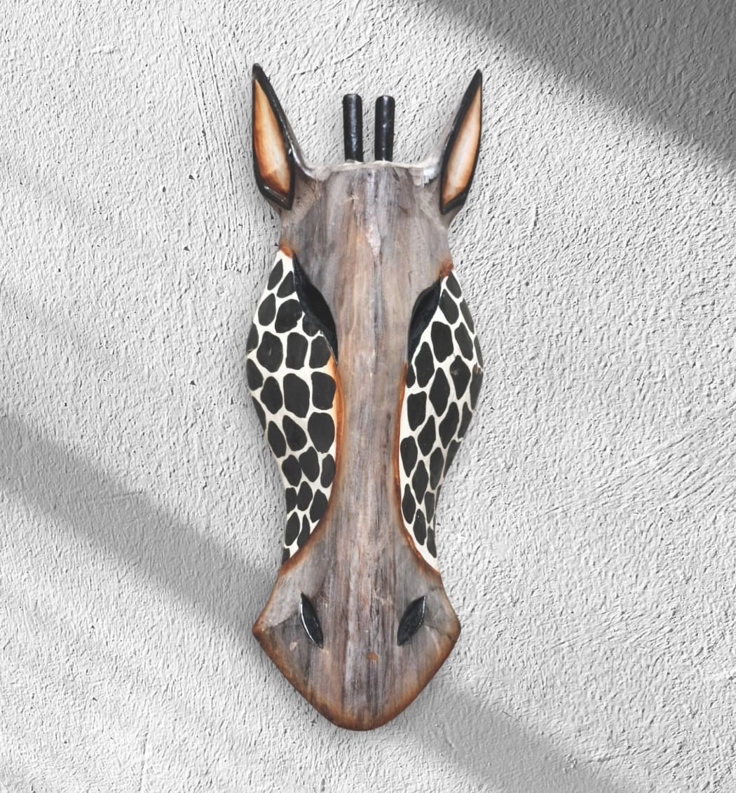 AHŞAP ZEBRA KAFASI MASKE , DUVAR OBJESİ - 30 CM  - KOD-10