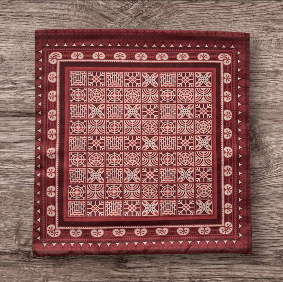 BASKILI KIRLENT KILIFI - BORDO MOZAİK 