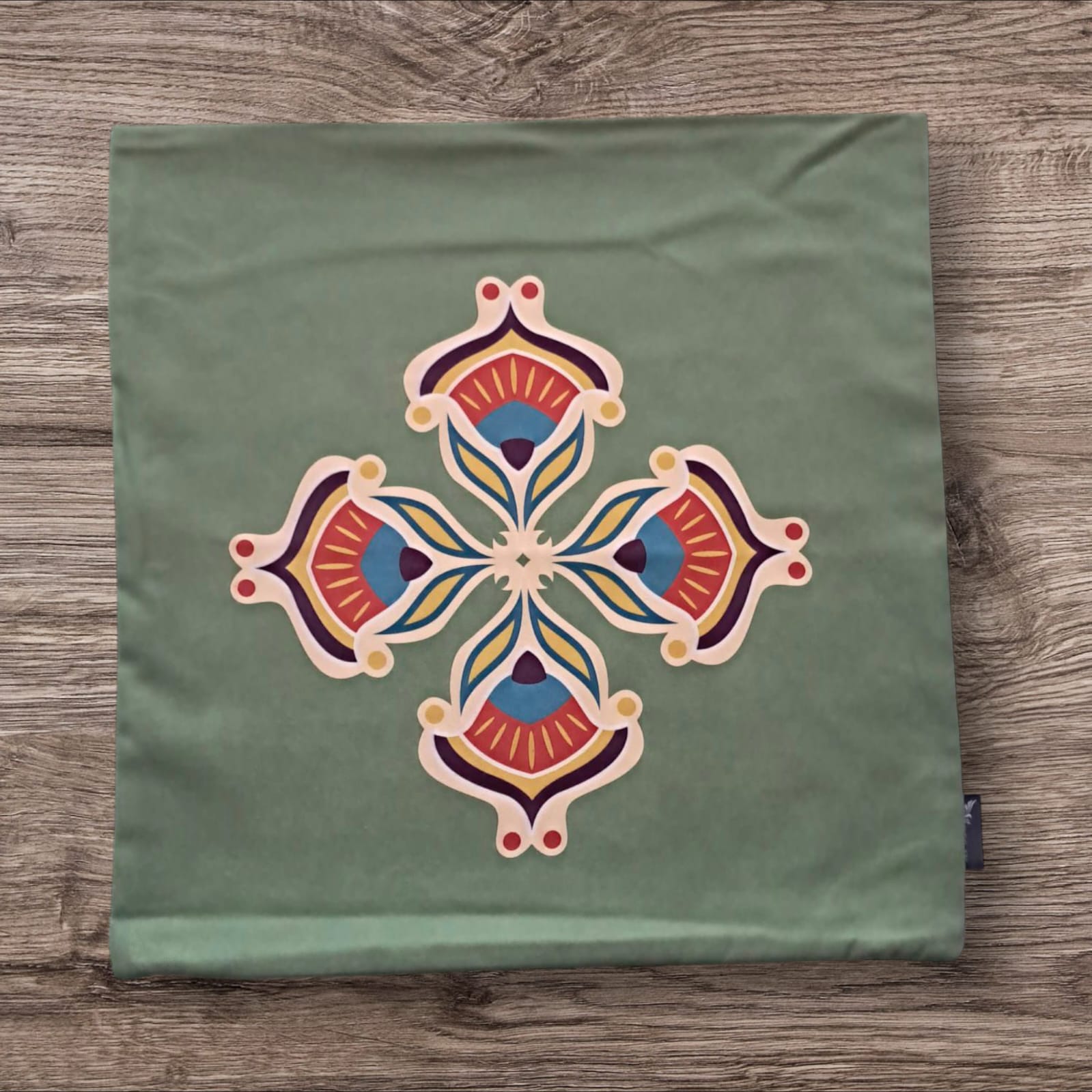 BASKILI KIRLENT KILIFI -  YEŞİL HARMONİ