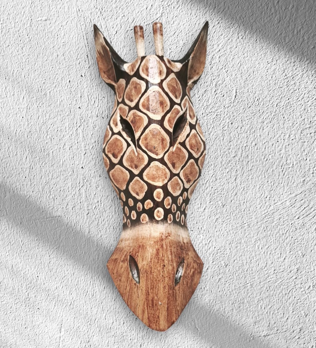 AHŞAP ZEBRA KAFASI MASKE , DUVAR OBJESİ - 30 CM 