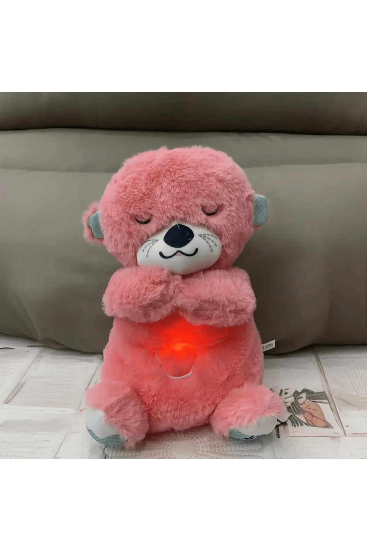 Uyku arkadaşı su samuru ışıklı hareketli müzikli bebek oyuncakları PEMBE