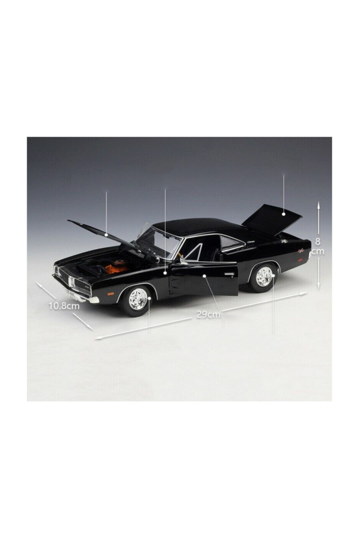 1:18 Ölçekli 1969 Dodge Charger R/t Model Araba