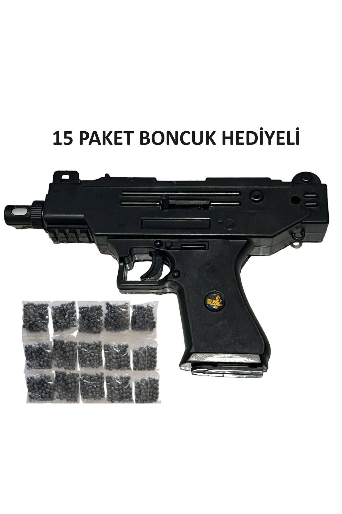 Boncuklu Uzi Silah + 15 Paket Mermi