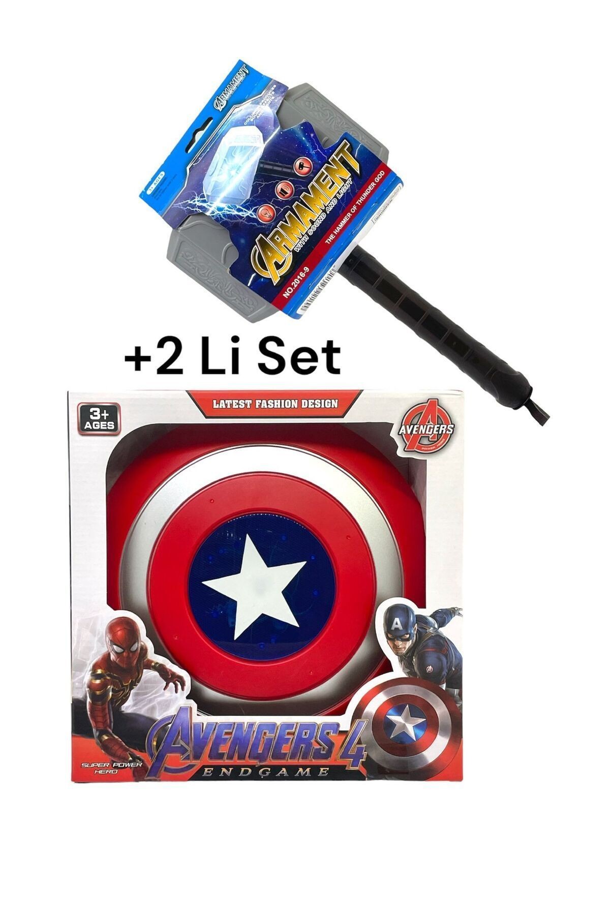 Captain Amerika Kalkan Thor Çekip Sesli Işıklı 2'li Set Oyuncak