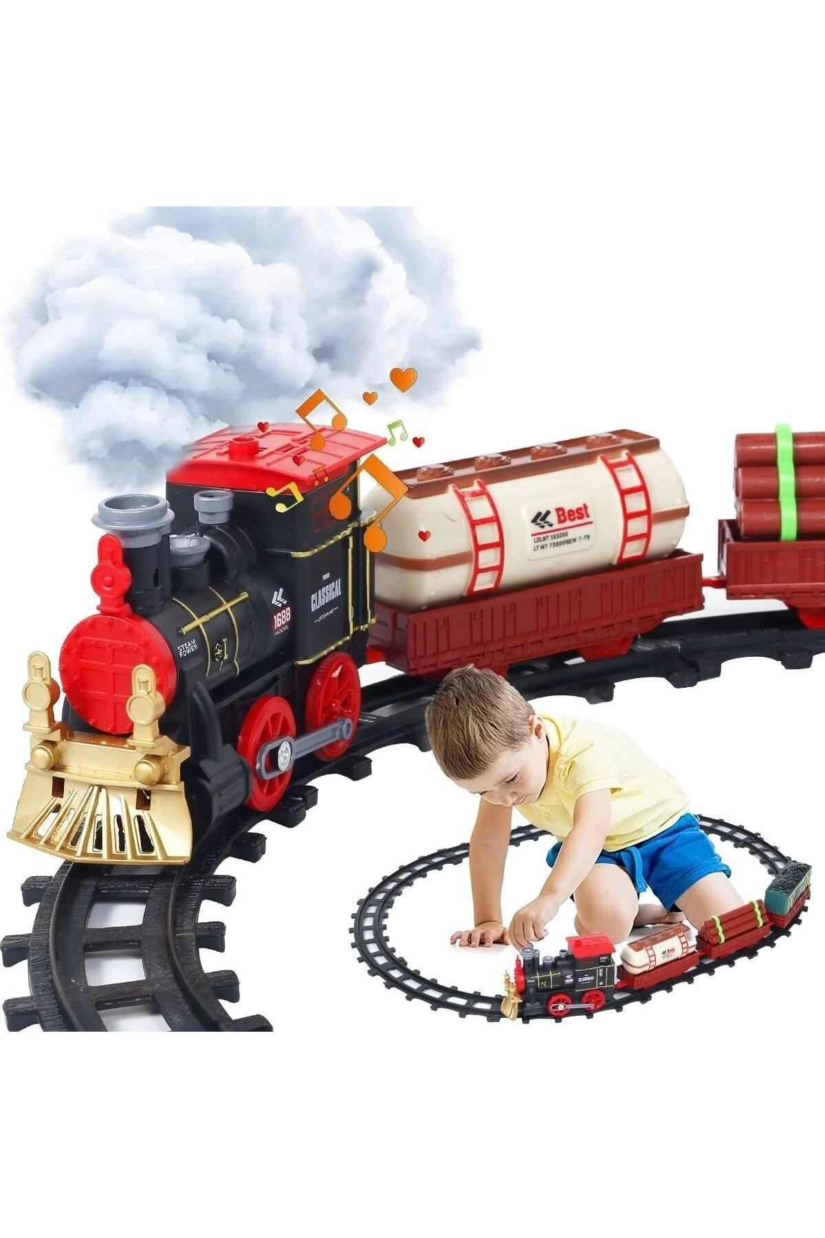 Classic Train Işıklı Sesli Dumanlı Pilli Tren Seti 14 Parça