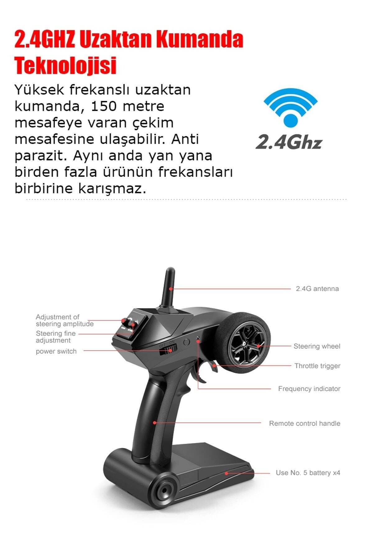 1:36 Ölçek 2.4GHz Uzaktan Kumandalı RC Sürat Teknesi 30 km/h LED Işıklı Düşük Pil Uyarı Özelliği