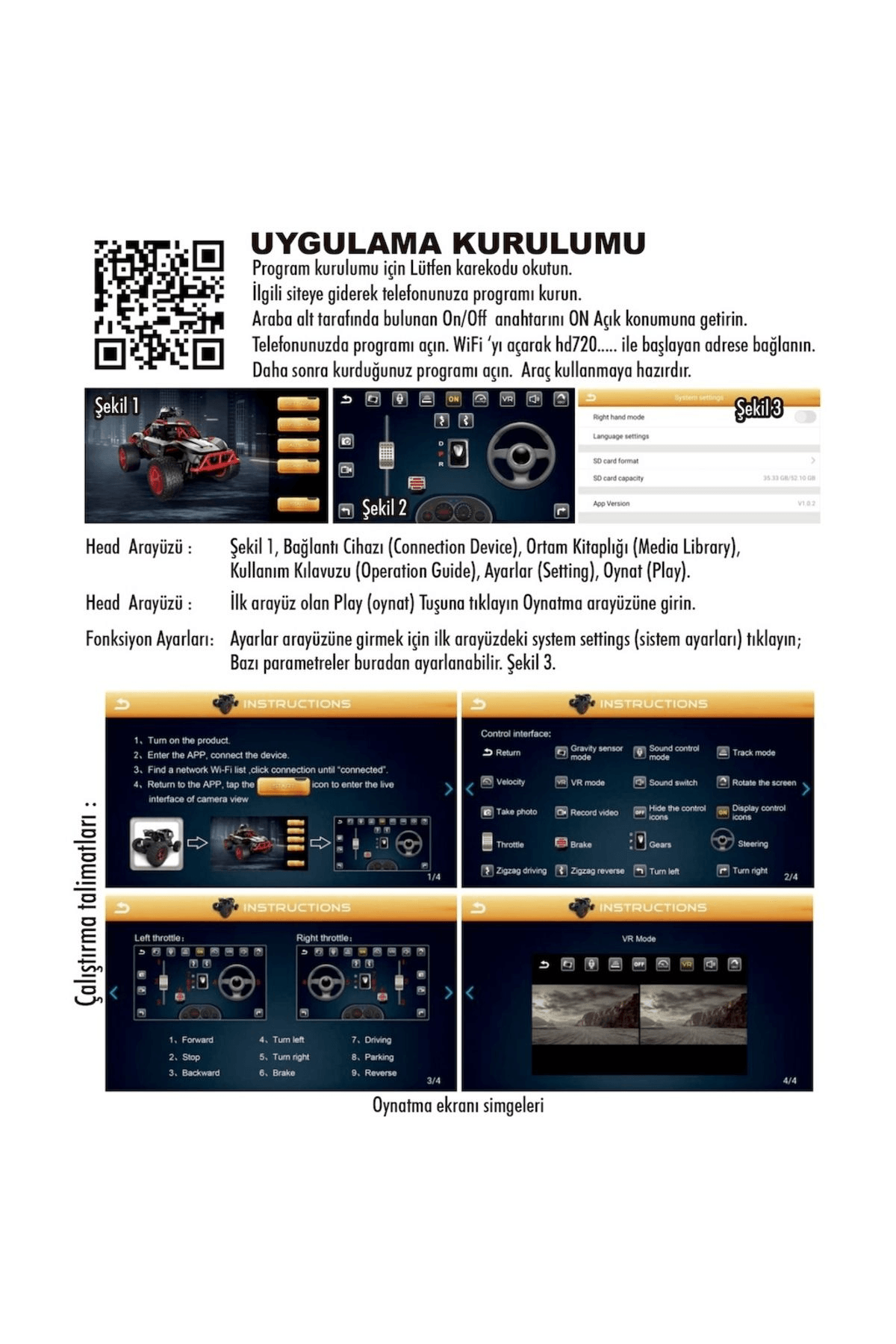 Uzaktan Kumandalı Full Fonksiyon Şarjlı 2.4G Kameralı Off Road Araba Vardem
