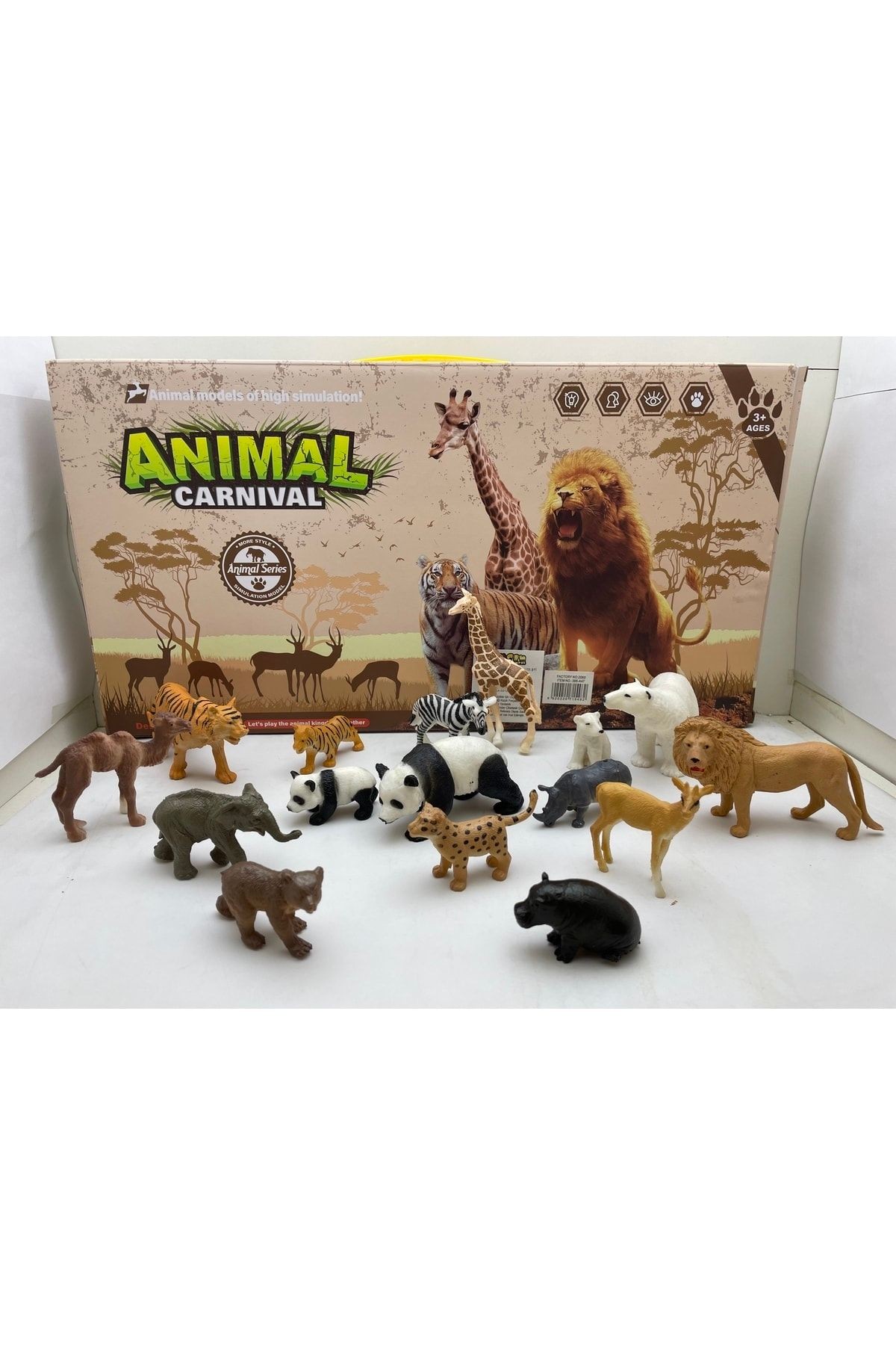 Hayvanlar Alemi 16 Pcs Set Oyuncak Vahşi Hayvanlar Seti Aslan Zürafa Çita Panda Eğitici Hayvan Figür