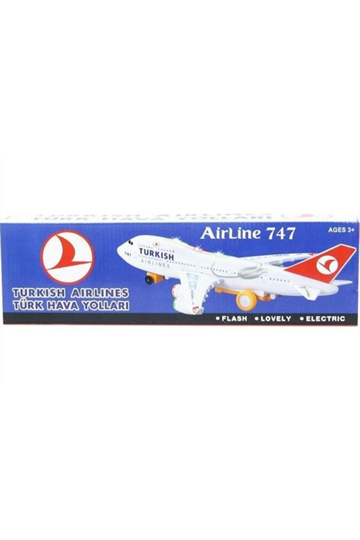 Yerde Gezen Pilli Işıklı Airline Uçak 747 Ch-132tk