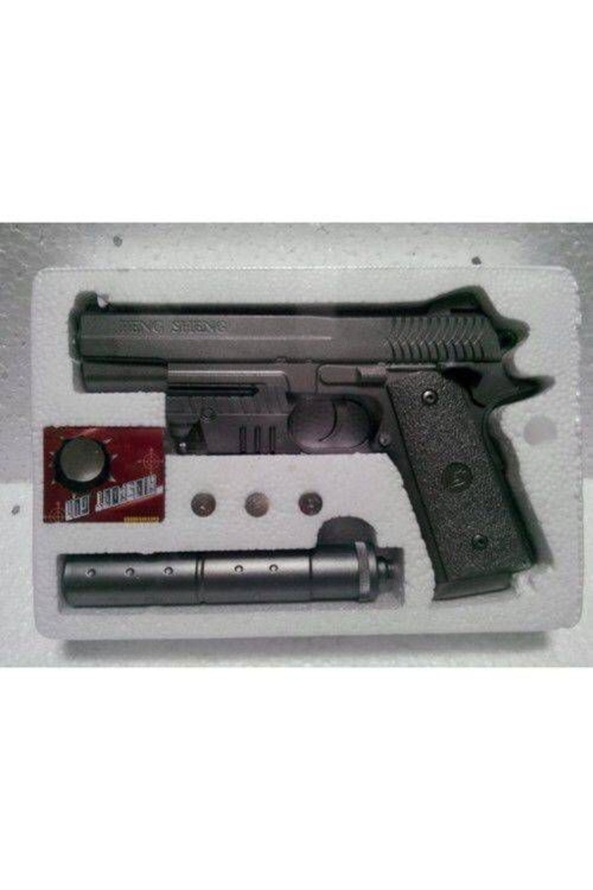 Susturuculu Boncuk Atan Silah Oyuncak Boncuk Atan Tabanca Desert Eagle Lazerli Susturuculu 37 Cm