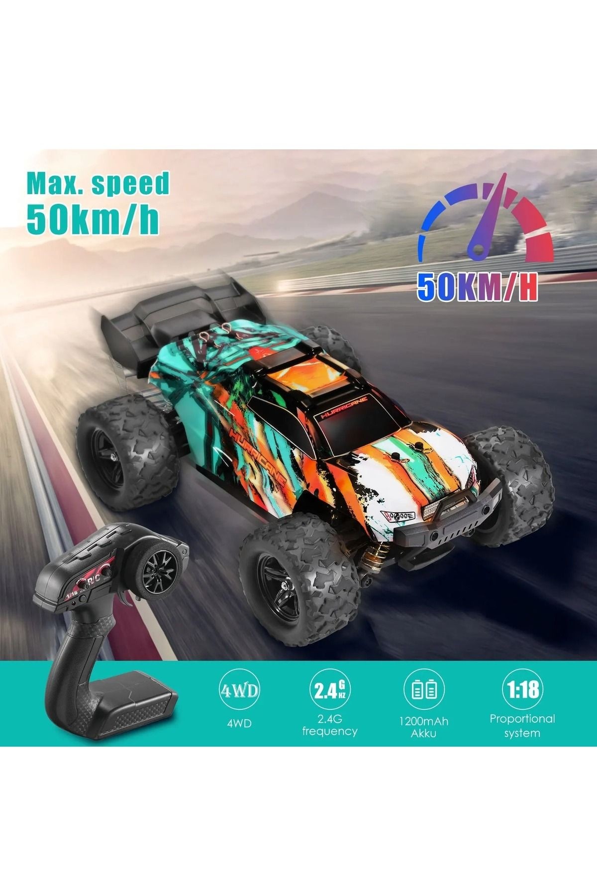 Toycraft Hurricane 45 Km/h Elektrikli Servo Motor Spor Araç Arazi Aracı