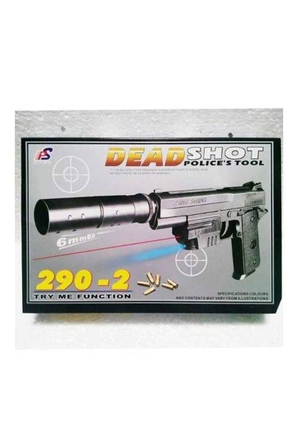 Susturuculu Boncuk Atan Silah Oyuncak Boncuk Atan Tabanca Desert Eagle Lazerli Susturuculu 37 Cm