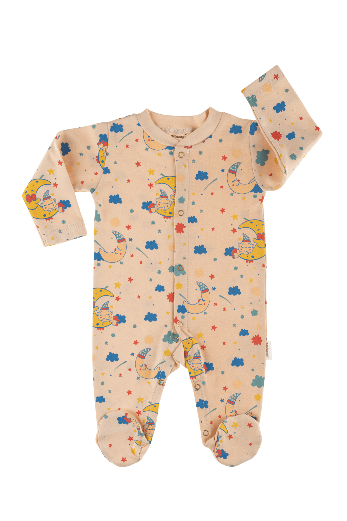 TobraAna Organik Bebek Pijama Tulum Unisex Sarı Renk Aydede