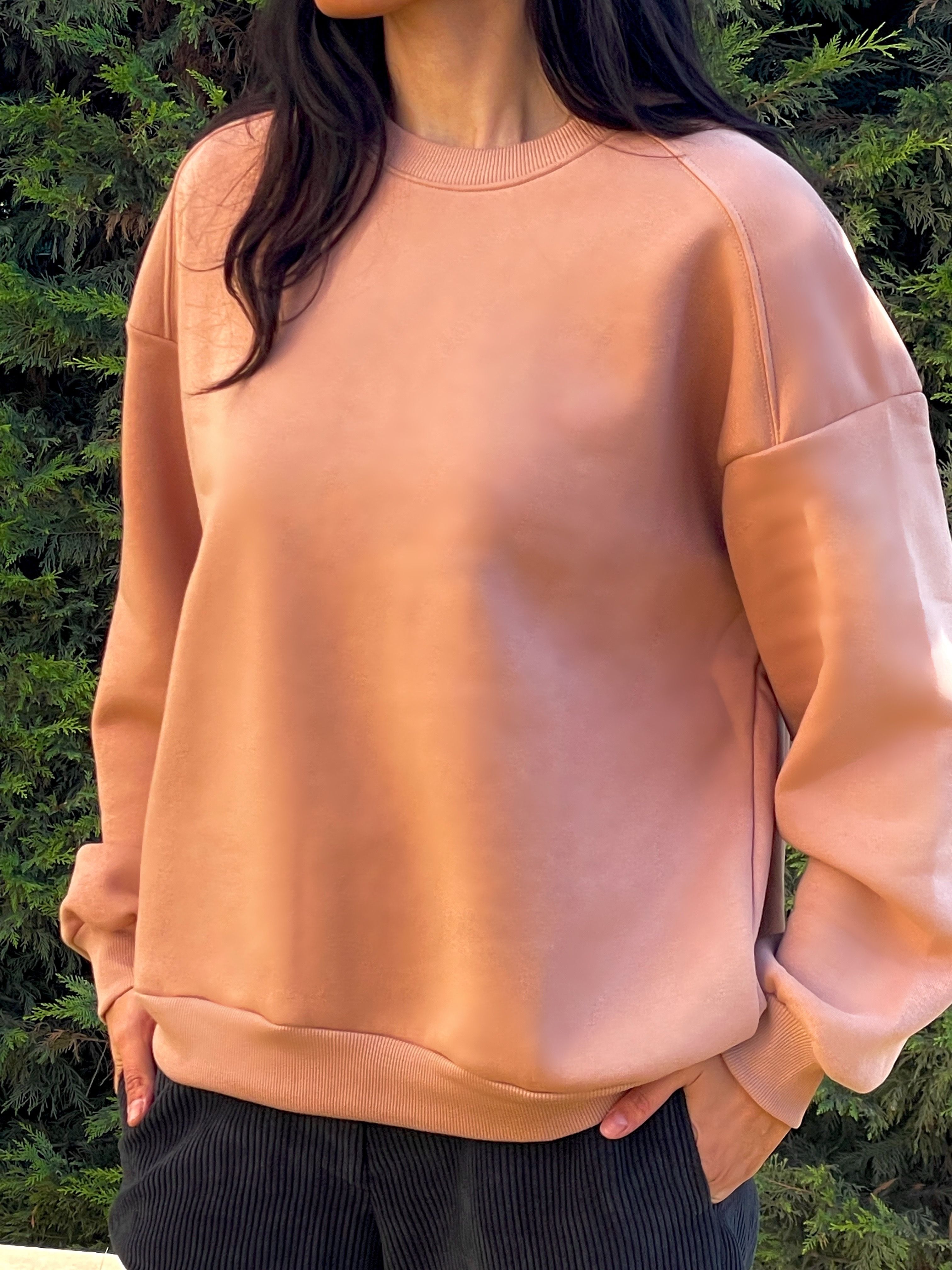 Serra Cavcav Çapraz Dikişli Basic Sweatshirt