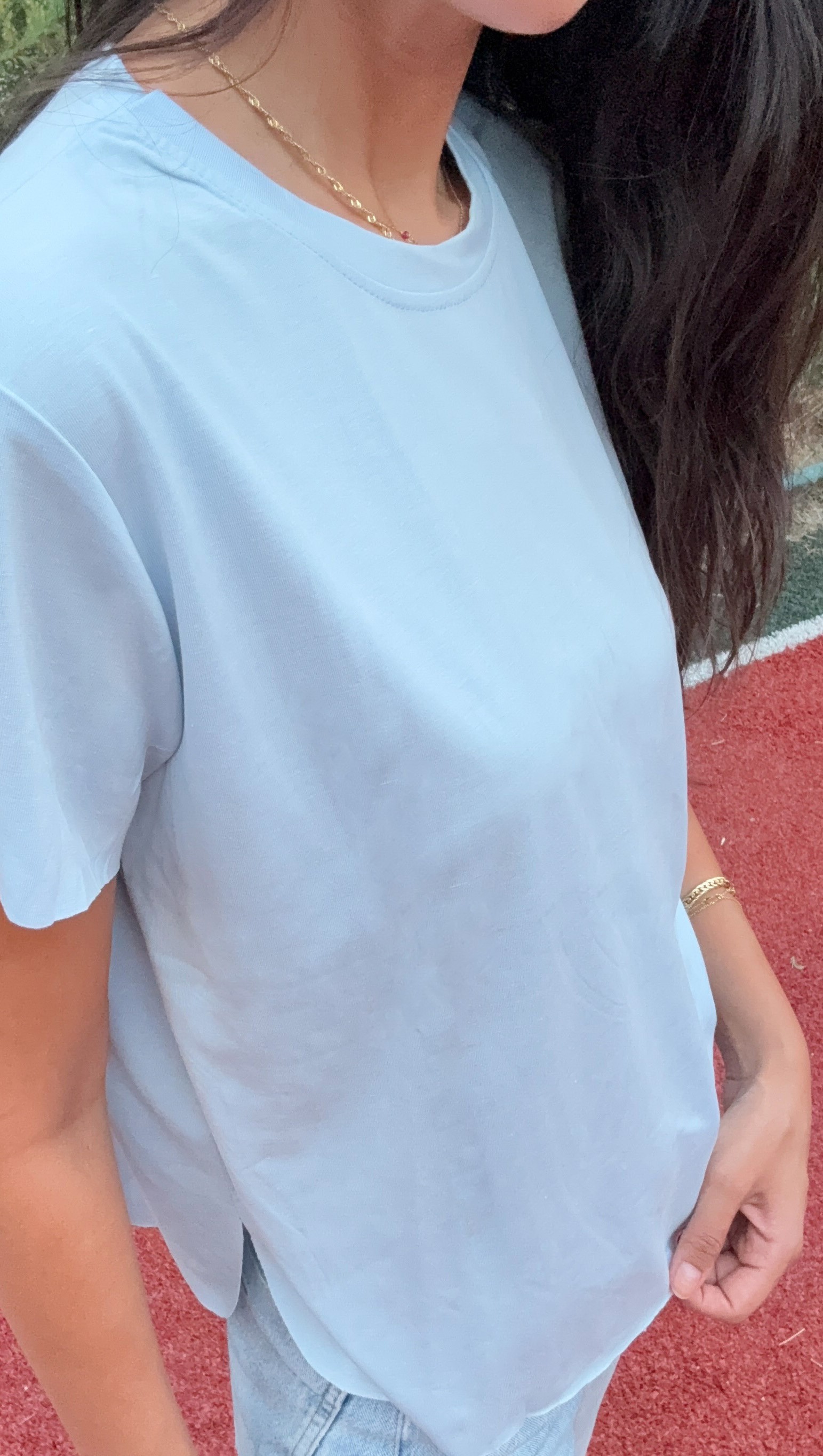 Mavi Lazer Kesim Kadın Basic T-Shirt