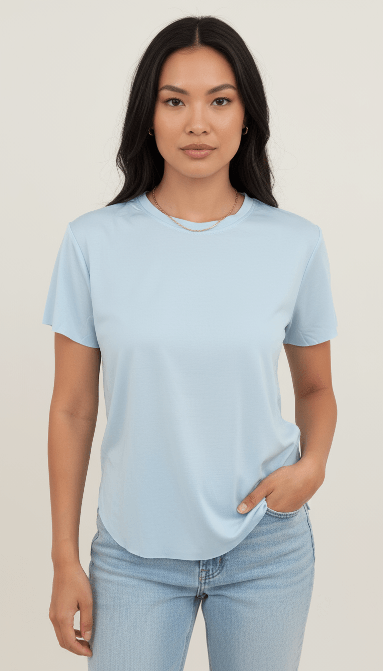 Mavi Lazer Kesim Kadın Basic T-Shirt