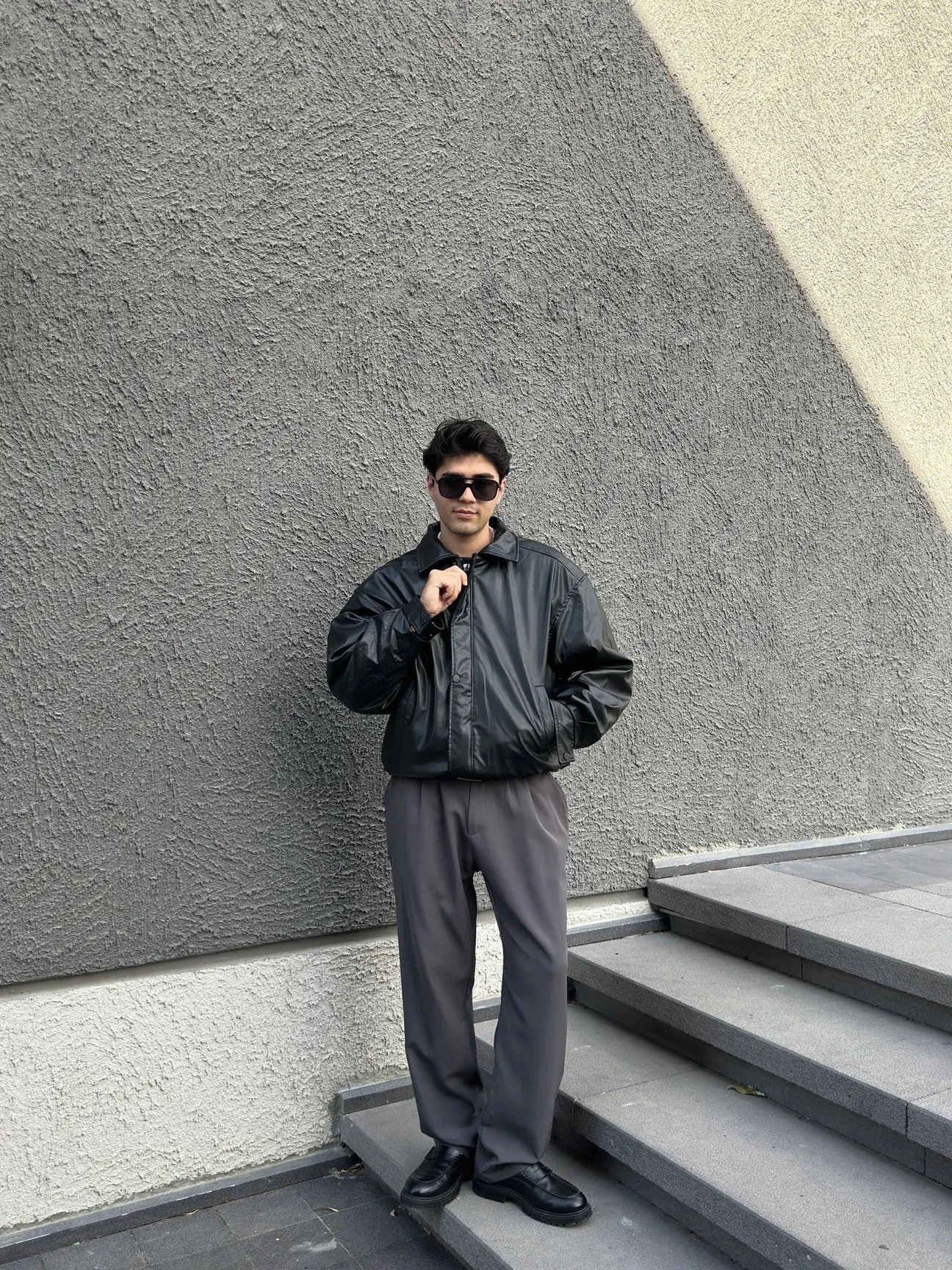 Premium Siyah Oversize Deri Ceket G1087