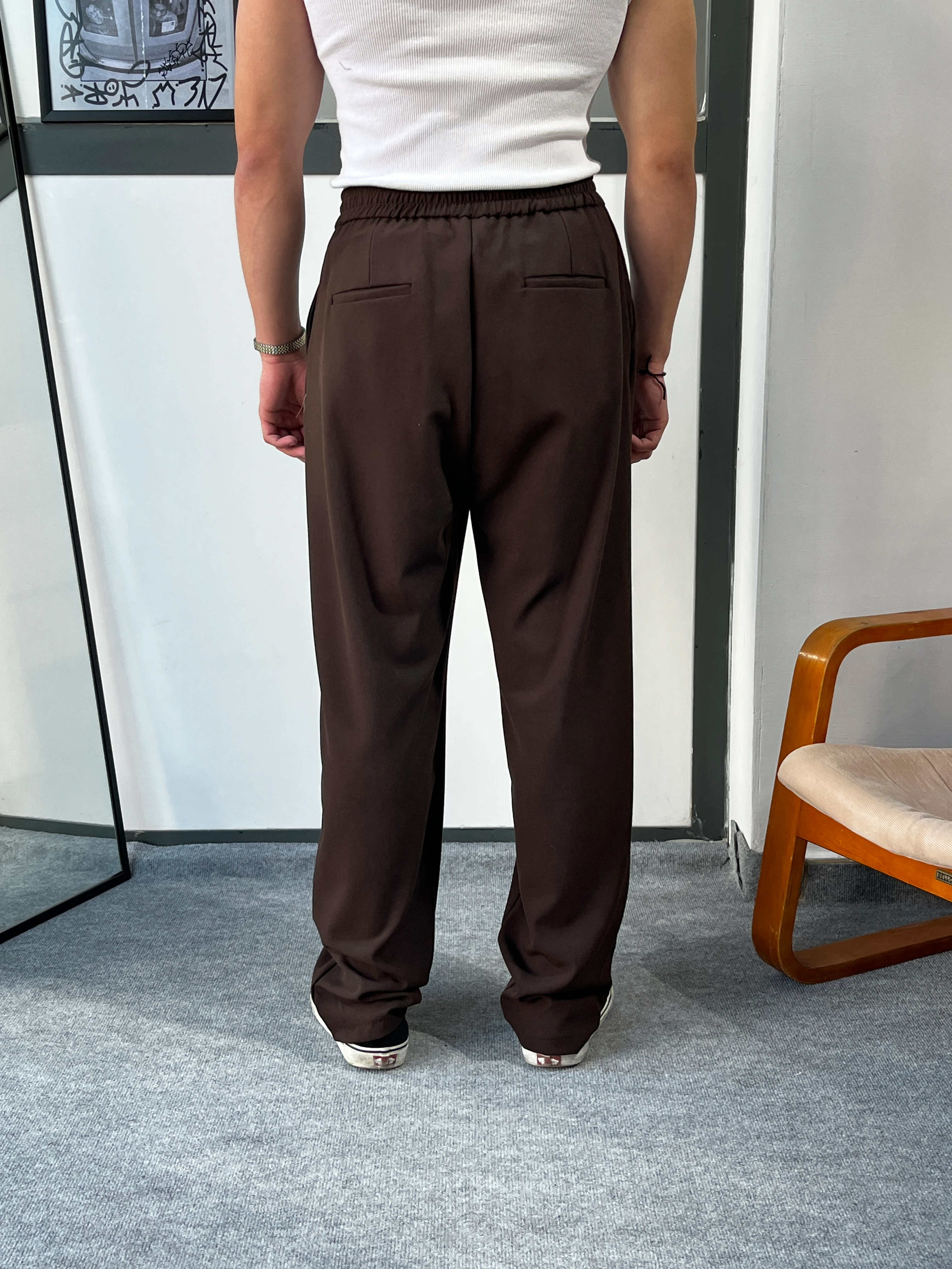 Ghost Pileli Baggy Kahve Kumaş Pantolon G10120