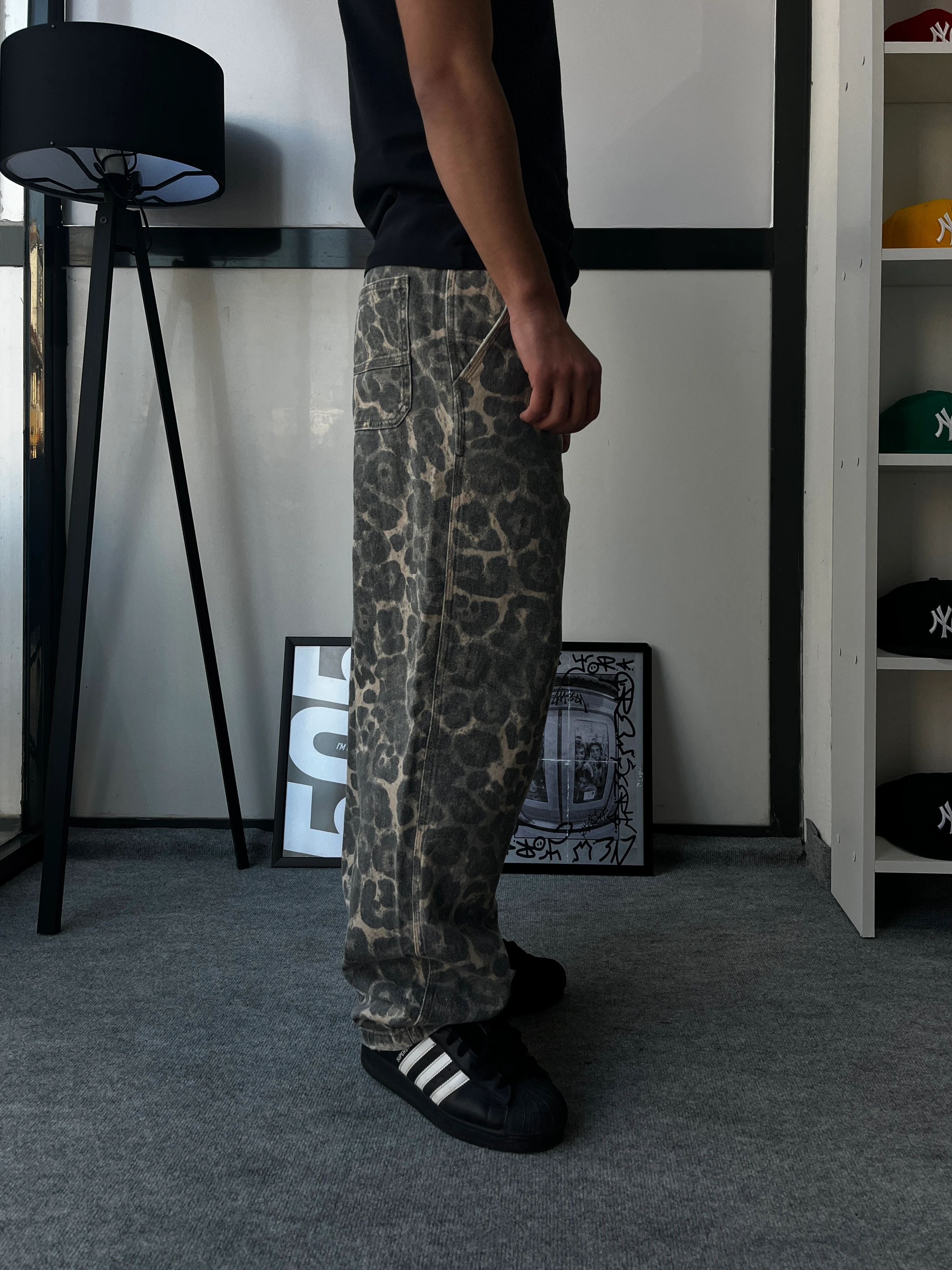 Premium Leopar Desenli Baggy Pantolon G10163