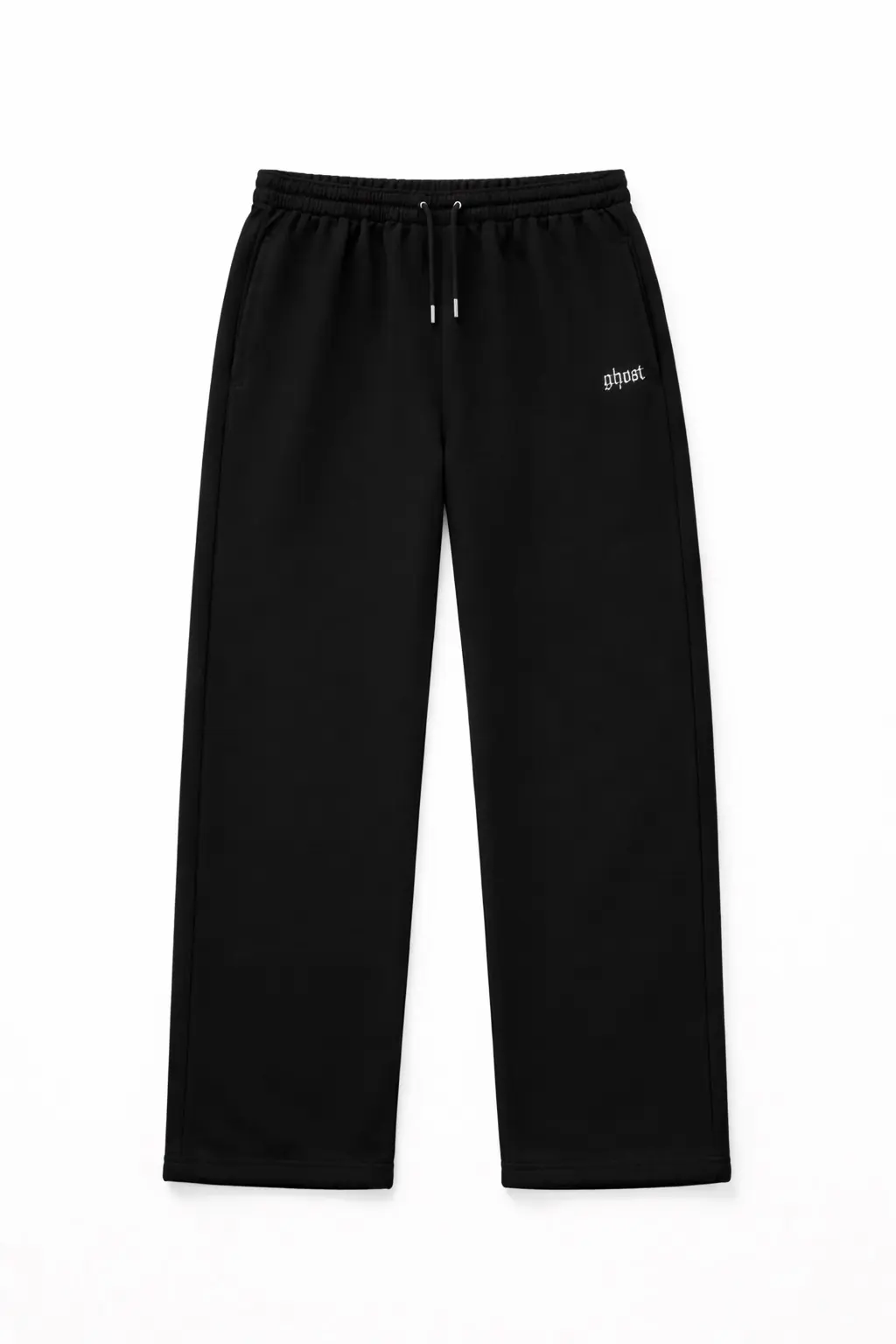Yazlık Ghost Nakışlı Paça Lastikli Siyah Baggy Eşofman G10181